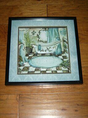 Vintage Wall Art - Shadowbox Antique Bathroom Scene, VGUC